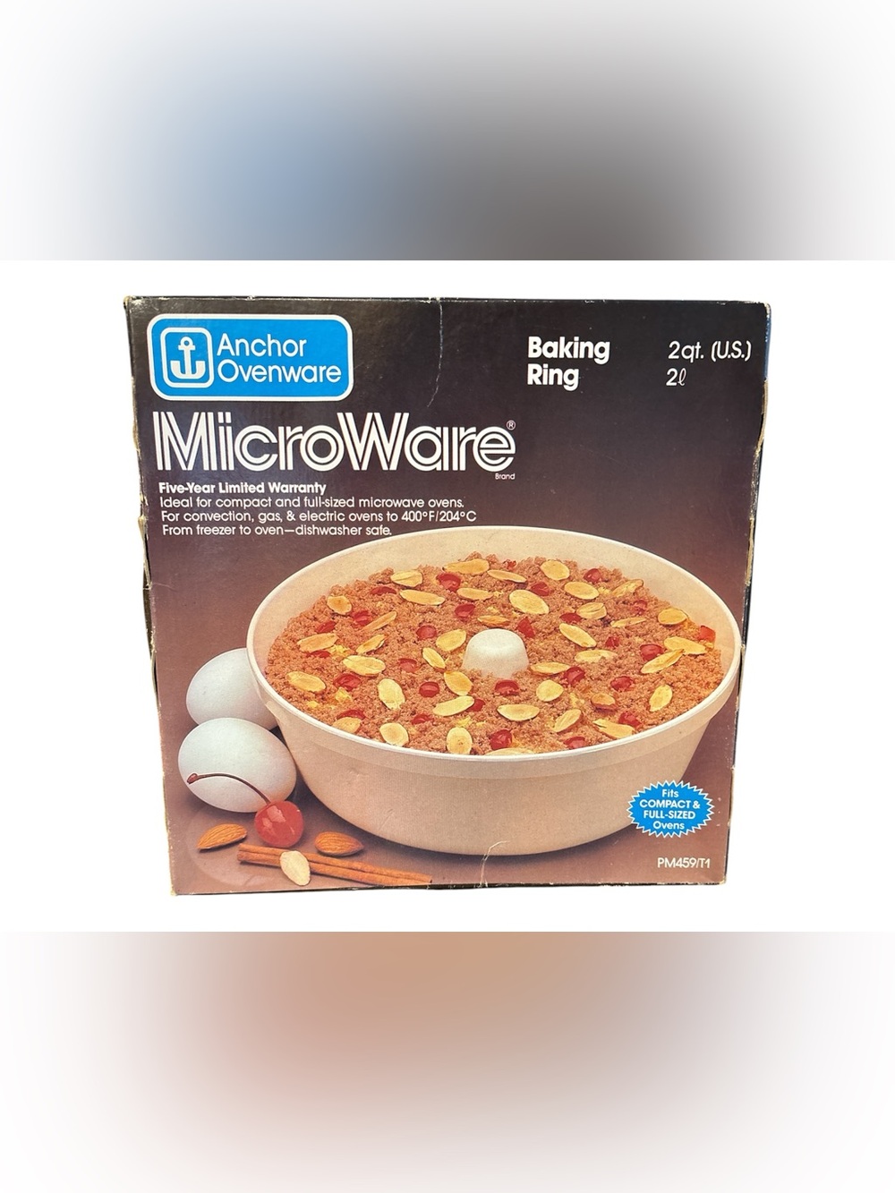 Vtg Anchor Hocking Microware Microwave Baking Ring 2.5 Qt. PM 459-T1  Bundt Pan